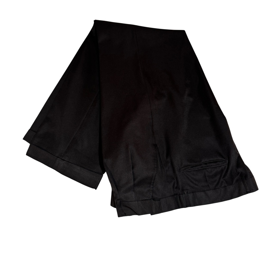 Italiana Collezione Mens Black Pleated Cuffed Dress Pants Trousers 40W 31L